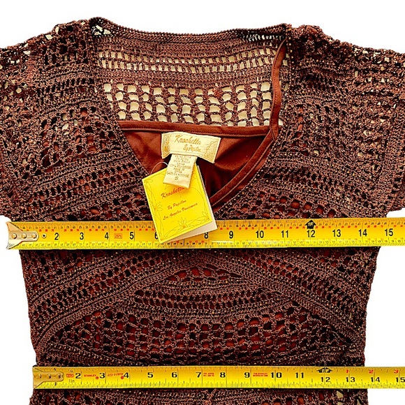 $340 Krochetta Papillon Beaded Crochet Gown Small 2 4 Hand Made Embroidered NWT - Picture 13 of 16